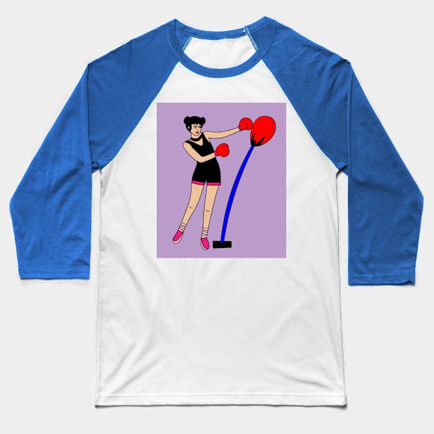 Boxing Female Boxer Retro Boxing Gloves Baseball T-Shirt by flofin